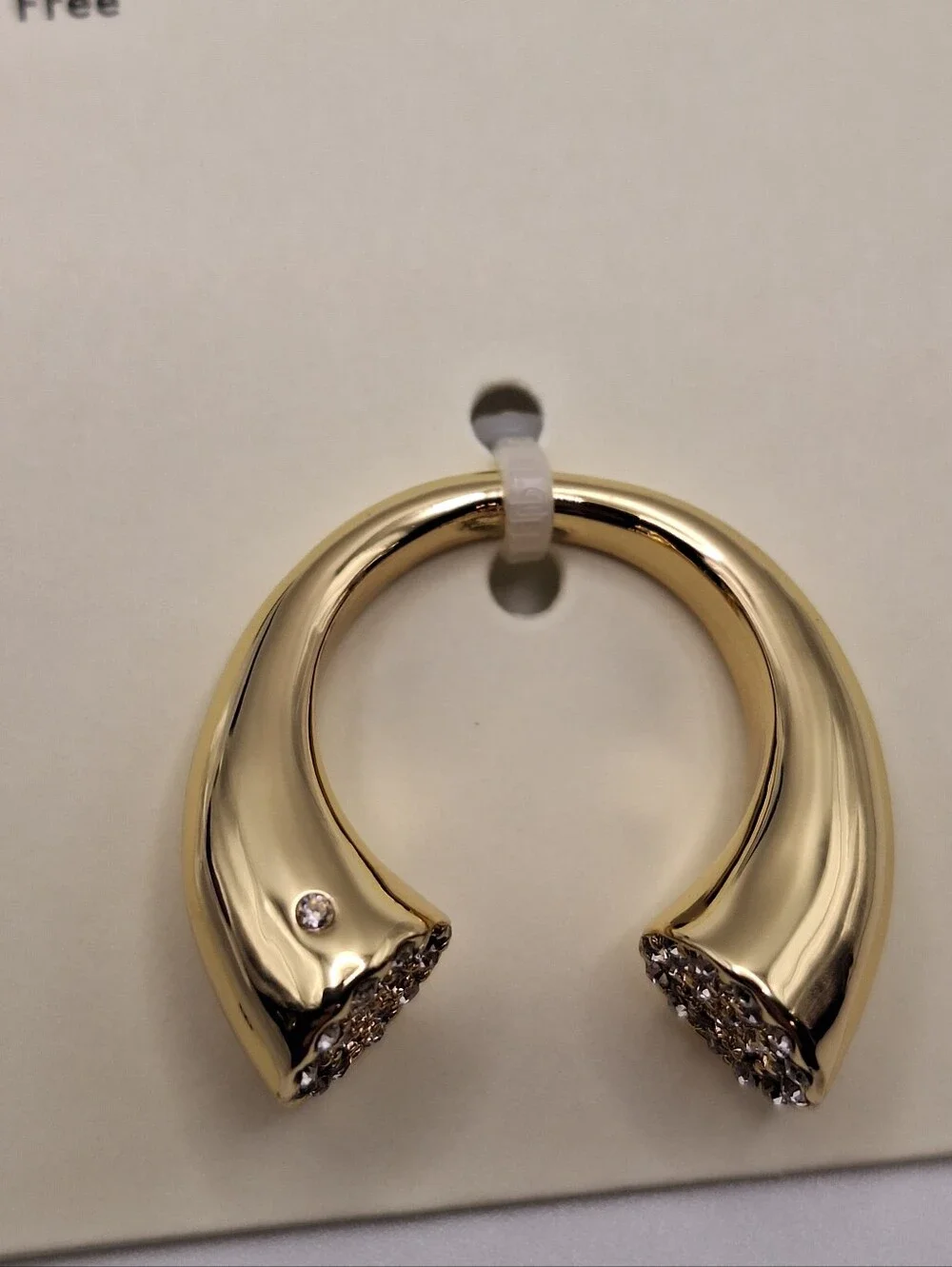 NWT Open Edit Pave Edge Open Ring Gold Clear Crystal Size 8